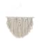 White Cotton Handmade Intricately Weaved Macrame Wall Decor with Beaded Fringe Tassels 28&#x22; x 1&#x22; x 32&#x22;